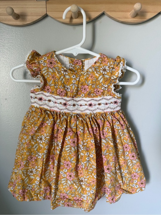 Bonnie Baby Other - Bonnie Baby Girls 3-6M Tan Floral Smocked Fit & Flare Dress Boutique
